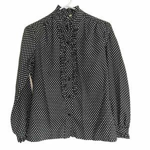Vintage Donna Louise 70s 80s Polka Dot Secretary Long Sleeve Blouse Size 10